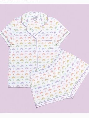 Roller Rabbit x Stoney Clover Cotton Candy Clouds Pajama Set Rainbow Print XS